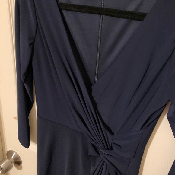 MARINA Navy Blue Ruffle Wrap Dress Wedding Prom S - Picture 9 of 10